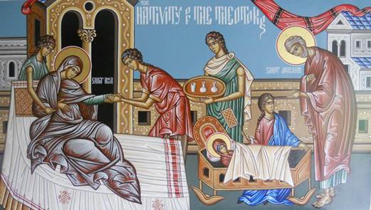 Image result for byzantine images of the nativity of the theotokos